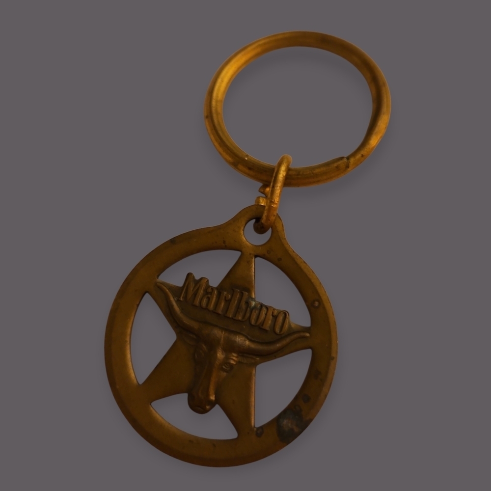 3/$30 Vtg Marlboro Brass Bull Emblem Keychain